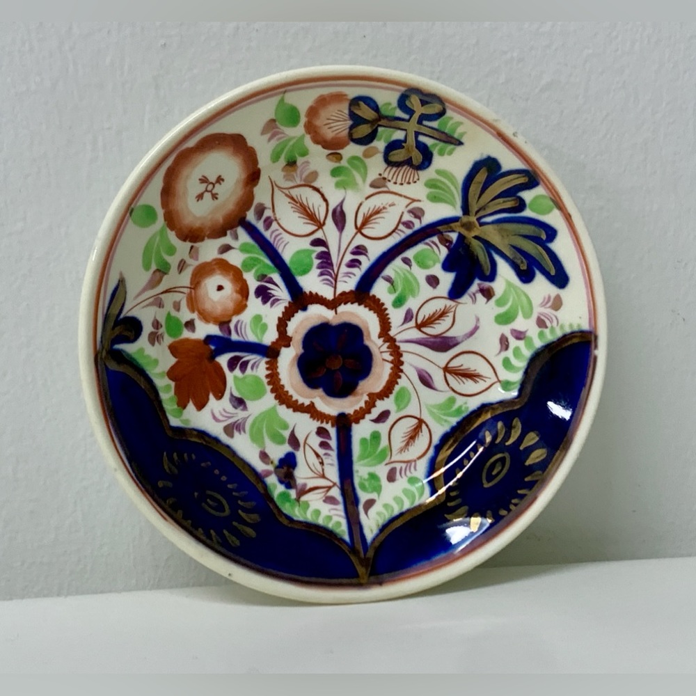 19th Century Gaudy Welsh Sunflower Pattern Miniature Luster Child’s Plate